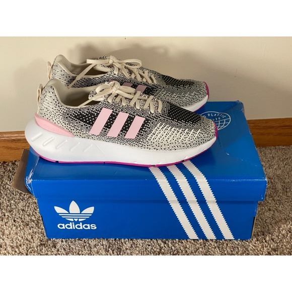 adidas Shoes - Adidas Swift Run 22 Women Shoes Black White Pink Knit Comfort Athletic Sneaker